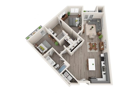 Floor plan for 2 beds, 2 baths, 1210 sqft